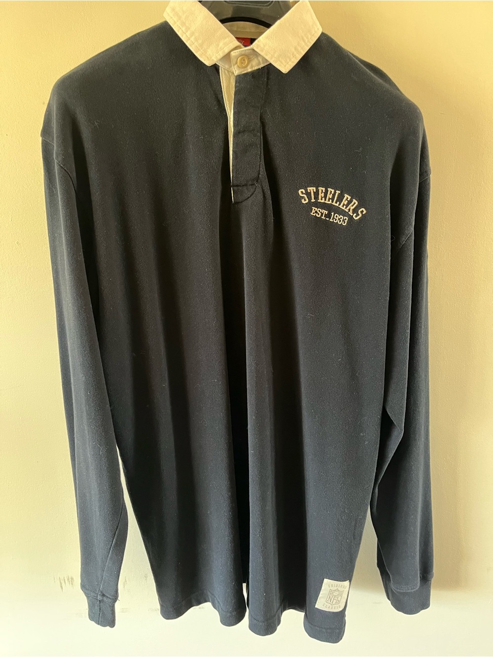 Menโs Reebok Pittsburgh Steelers Long-Sleeve Rugby Shirt - sz Large